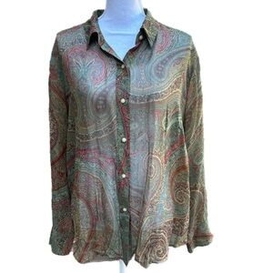 Lauren Ralph Lauren 100% Silk Sheer Blouse